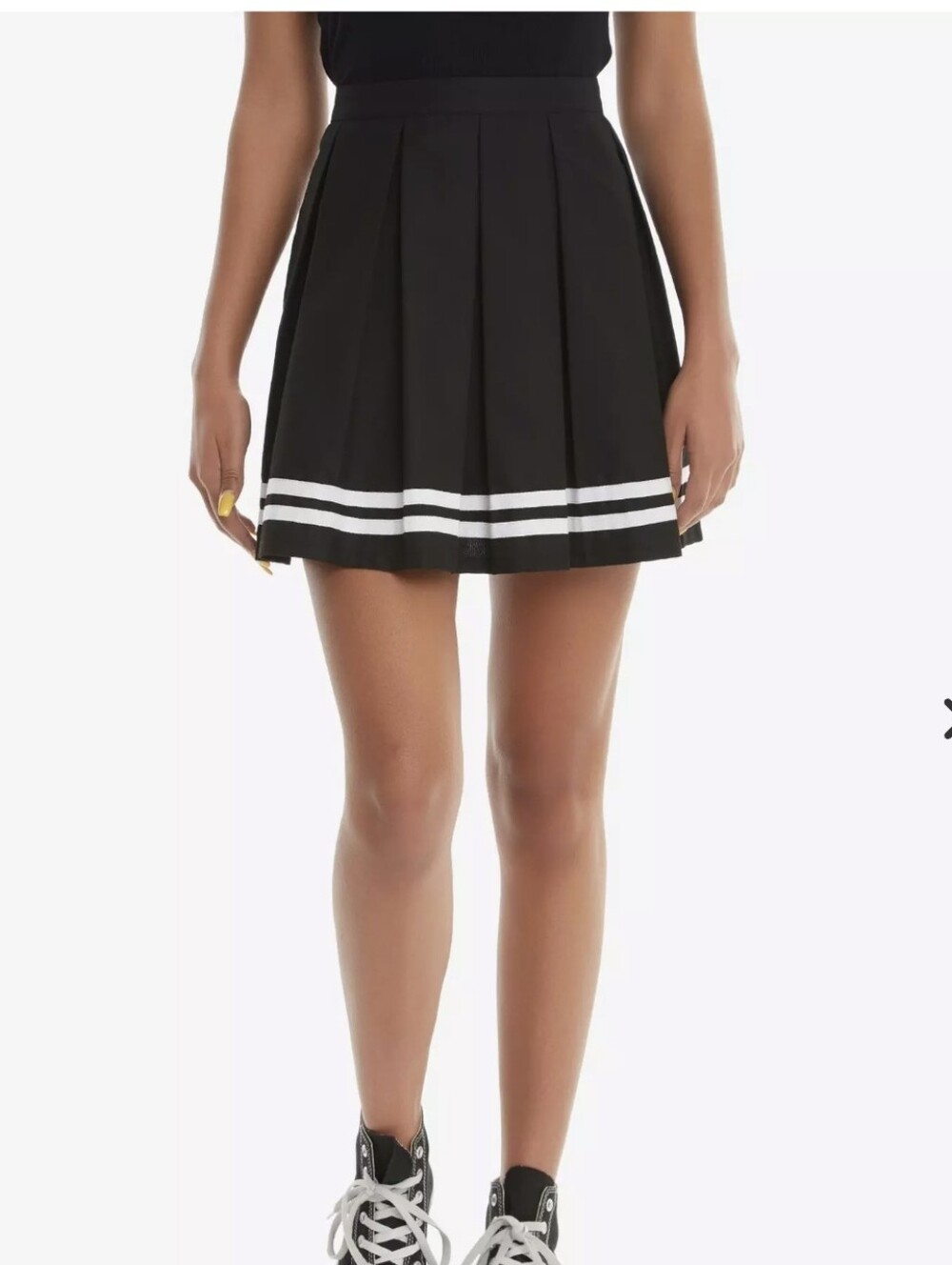 Hot Topic Black Pleated Cheer Mini with White Double StripeSz.XL